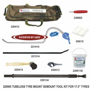 Heavy-duty mount demount tool set for 17.5 inch truck tyres used in garages