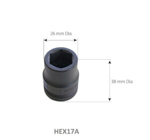SARV Hex 17mm socket for Wheel Nut Extraction