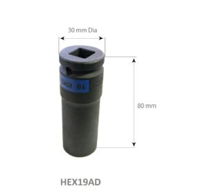 SARV Hex 19mm Deep Impact socket for Wheel Nut Extraction