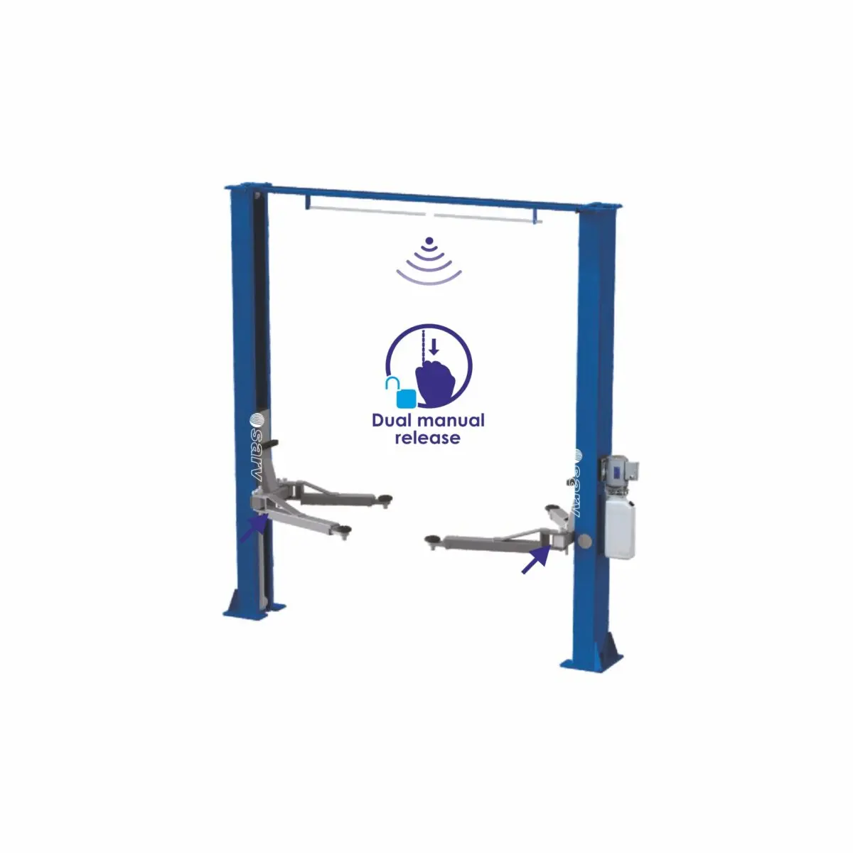 Sarv 2 post clear floor car lift for heavy-duty workshop vehicle servicing