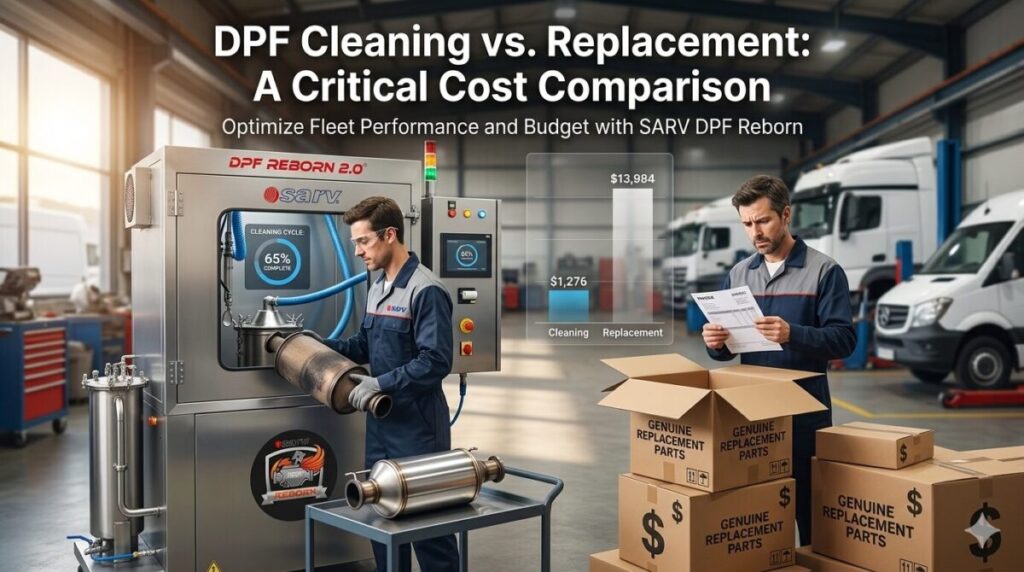 DPF cleaning process using advanced machine for fleet vehicles to reduce maintenance cost