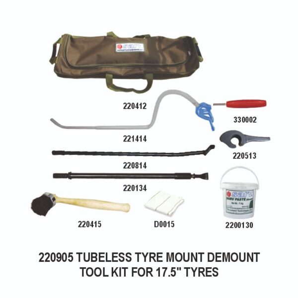 220905 Tubeless Tyre Mount Demount Kit for 17.5” Tyres | Professional Truck Tyre Tool Set